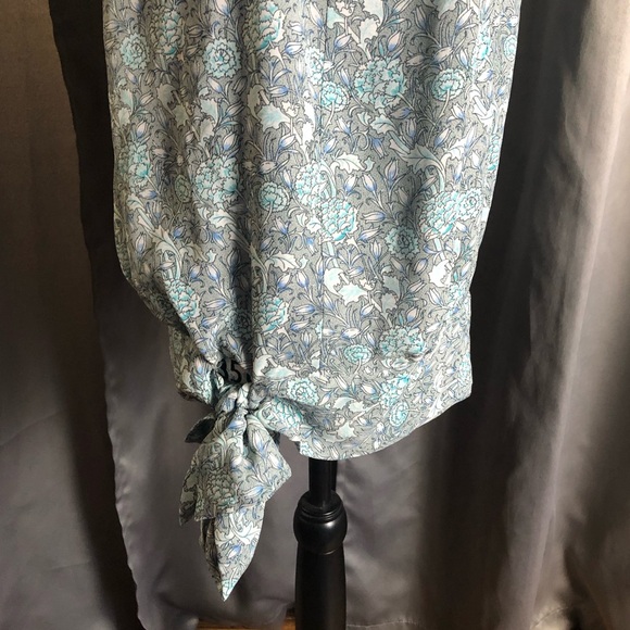 Max Edition Floral Puff Flower Tie Waist Sleeveless Tank Top Blouse - Picture 11 of 13